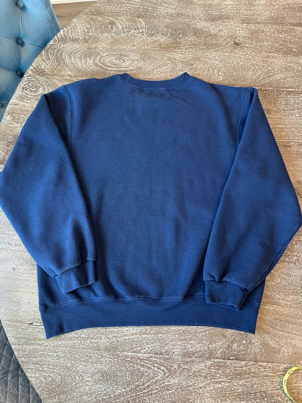 Crewneck Sweatshirt in Navy Blue with Yellow Lettering NAVY - Picture 7 of 7